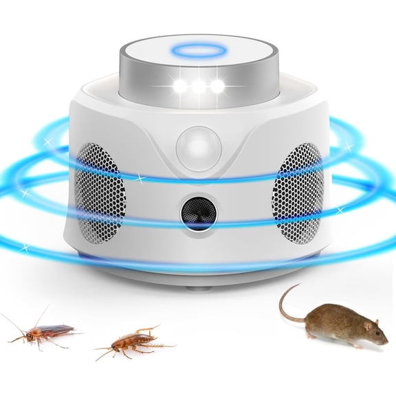 Dr.Shark 360 Smart Ultrasonic Mouse Repellent, Smart Detection, 4 Speakers, 9 Flashing Light, 1pc