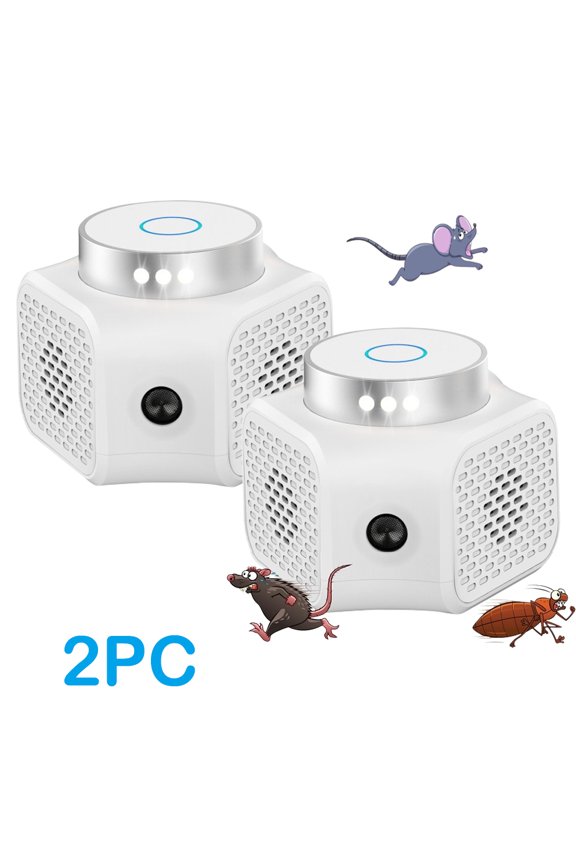 Dr.Shark Indoor Ultrasonic Mice Repellent, 2PC, Dual Ultrasound, 3 Speakers, 9 Flashing Lights
