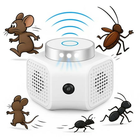 Dr.Shark Indoor Ultrasonic Mice Repellent, Dual Ultrasound, 3 Speakers, 9 Flashing Lights, 1PC