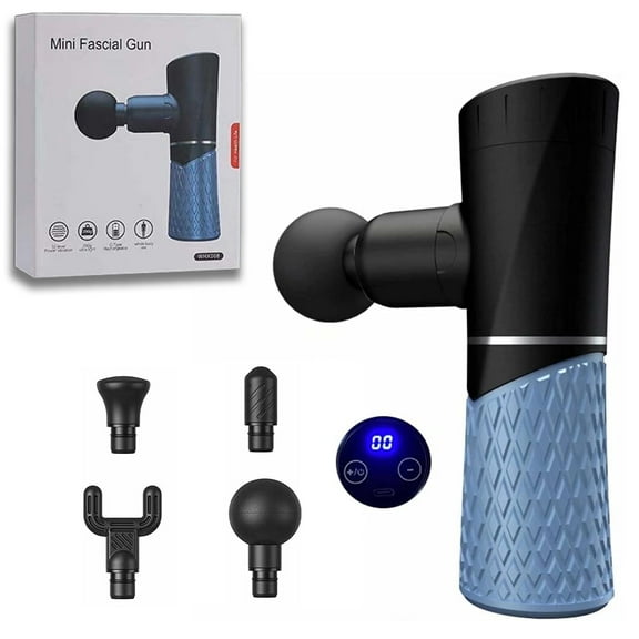 Dr. Shark Mini Massage Gun for Deep Tissue Muscle Pain Relief, Portable Quiet Handheld Massager for Athletes, 32 Speed Percussion Therapy with 4 Heads