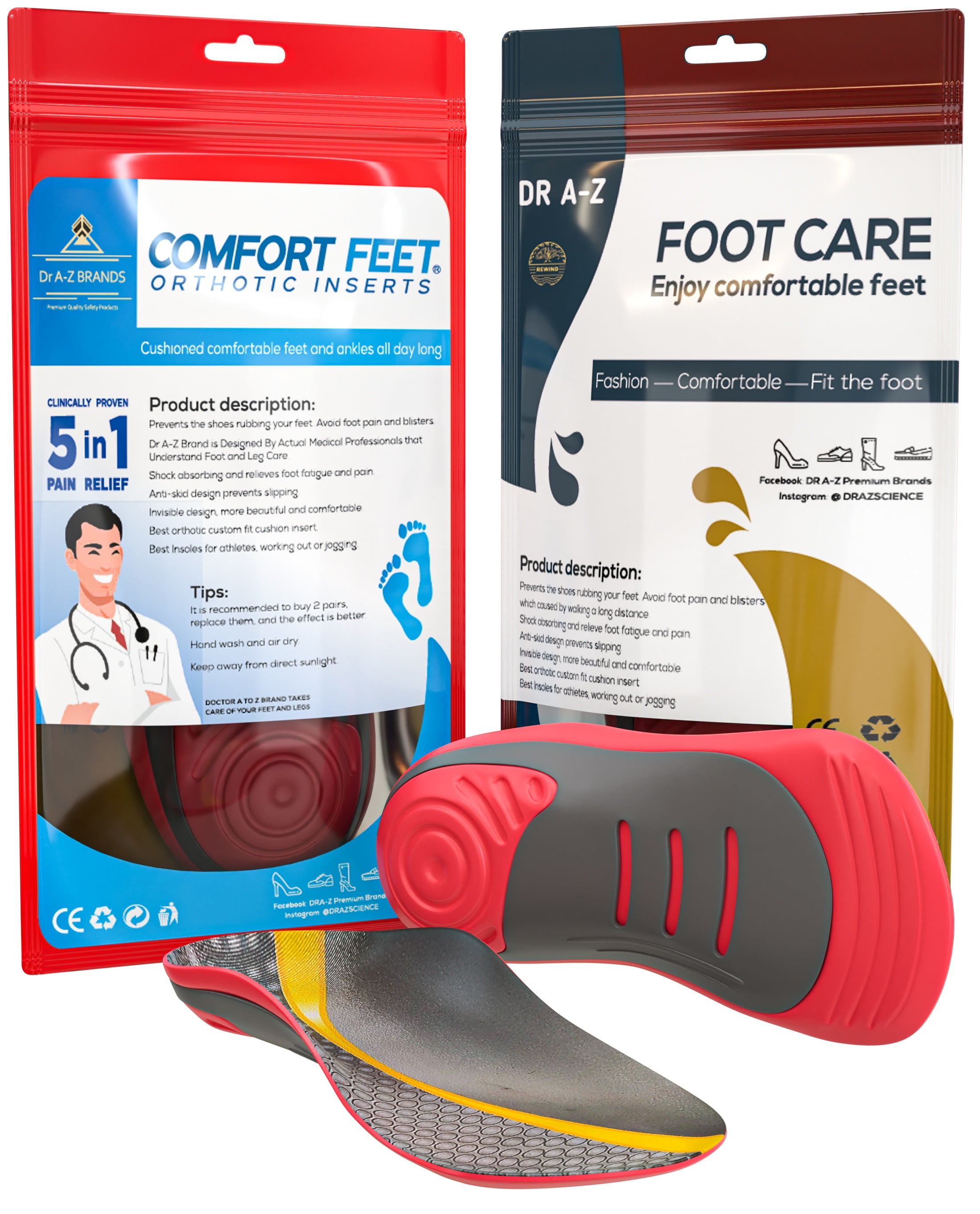 Dr AZ Shoe Insoles Shoe Insoles, Orthotic PU Memory Foam , Comfort