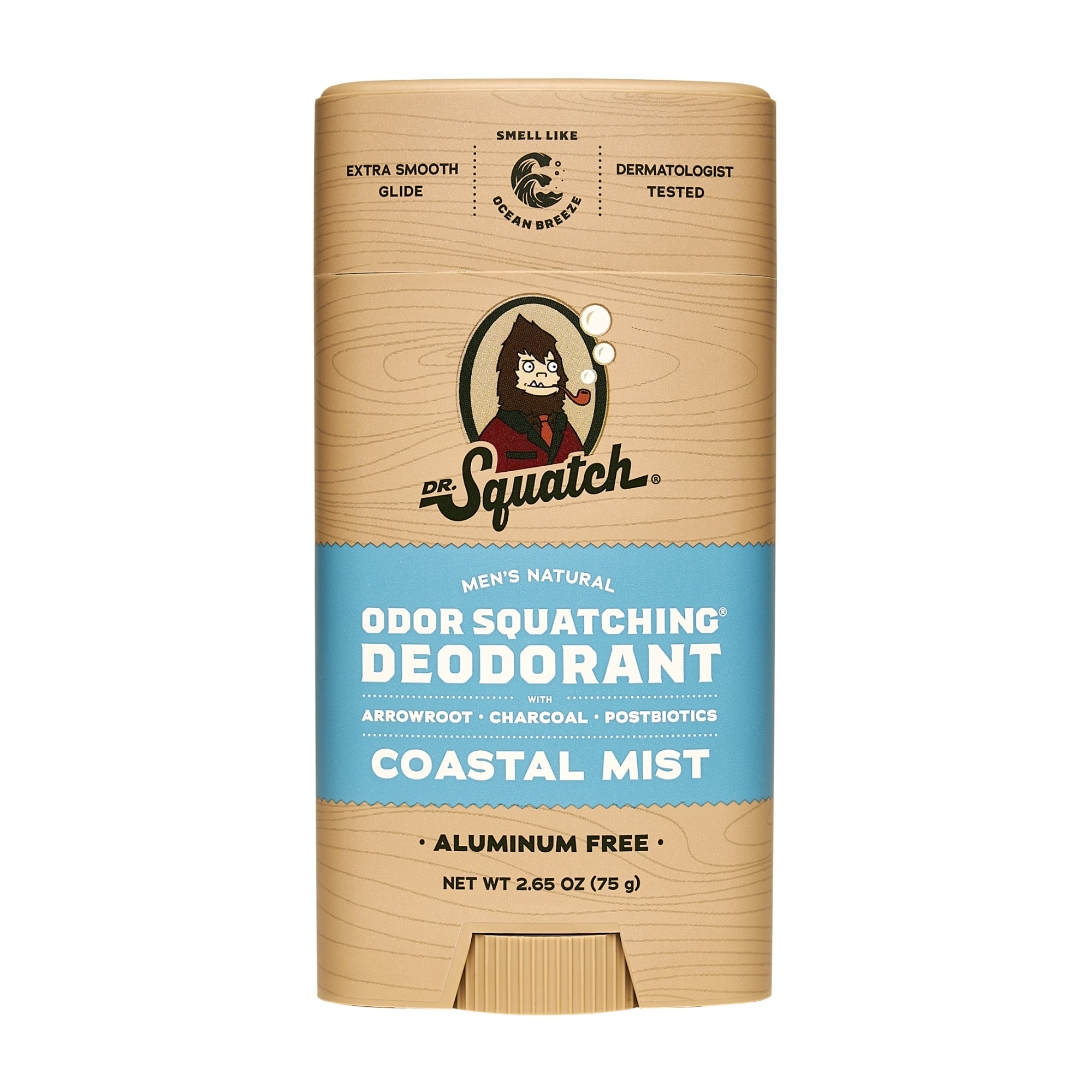 Dr. Squatch Coastal Mist Aluminum Free Natural Deodorant Stick for Men, 2.65 oz