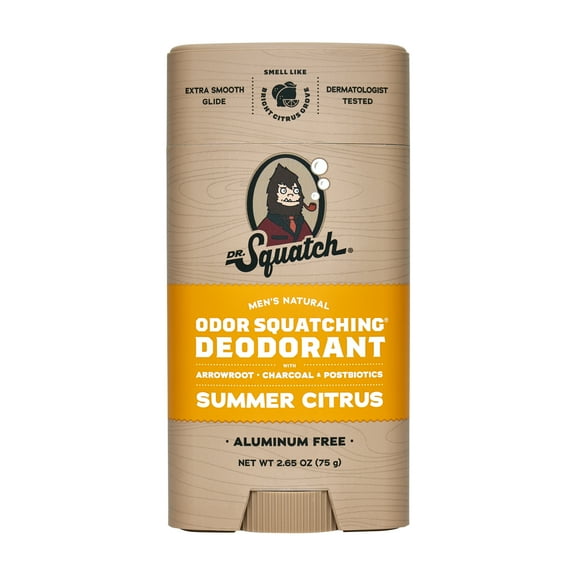 Dr. Squatch Summer Citrus Natural Deodorant for Men, 2.65 oz