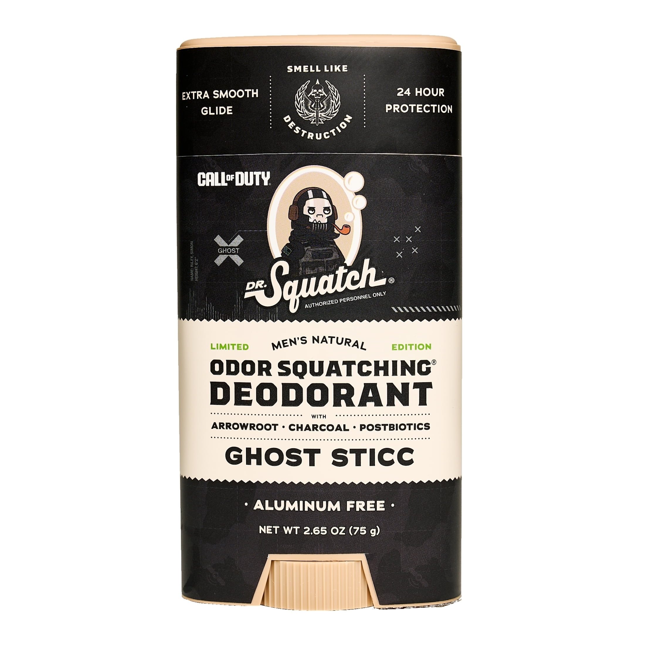 Dr. Squatch Call of Duty Limited Edition Aluminum Free Natural Deodorant Stick for Men, Ghost Sticc, 2.65 oz