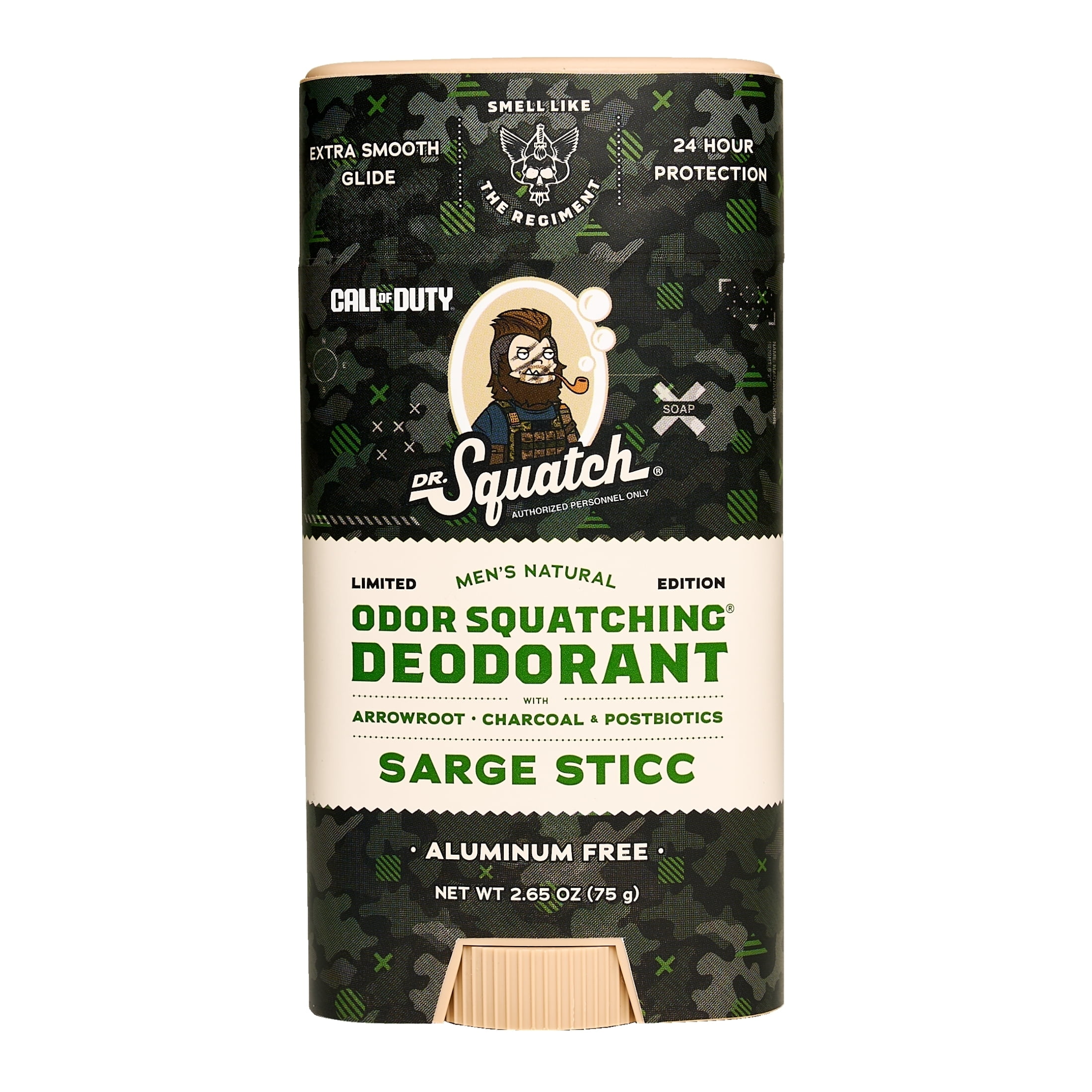 Dr. Squatch Call of Duty Limited Edition Aluminum Free Natural Deodorant Stick for Men, Sarge Sticc, 2.65 oz