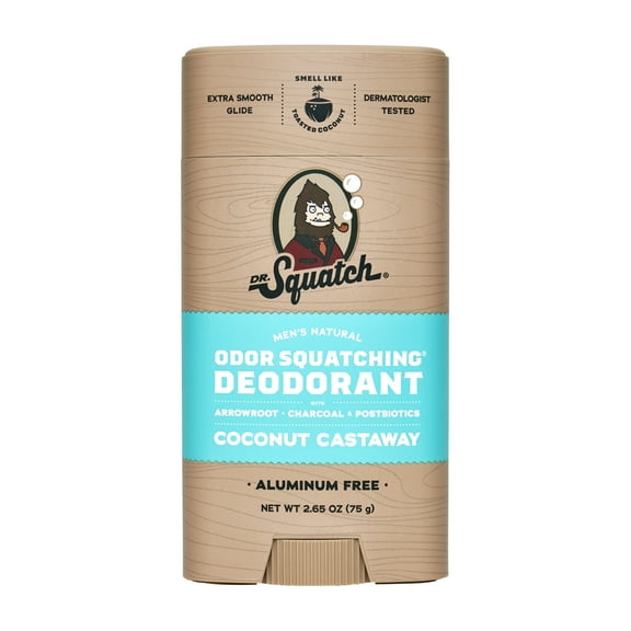 Dr. Squatch Coconut Castaway Natural Deodorant for Men, 2.65 oz