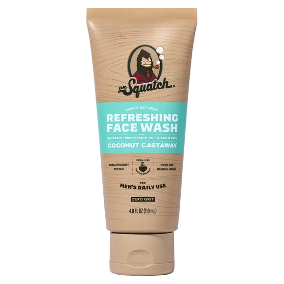 Dr. Squatch Men's Face Wash - No Harmful Ingredients - Gently Cleanses - Coconut Castaway (4 fl oz)
