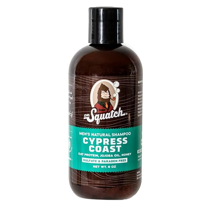 Dr. Squatch Cypress Coast Shampoo for Men - Keep Hair Looking Full, Healthy, Hydrated - Naturally Sourced and Moisturizing Men's 8 Oz Shampoo