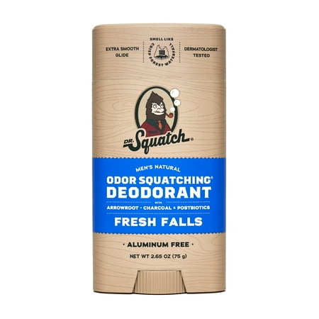 Dr. Squatch Mens Aluminum Free Deodorant, Natural Deodorant for Men, Fresh Falls, 2.65 Oz
