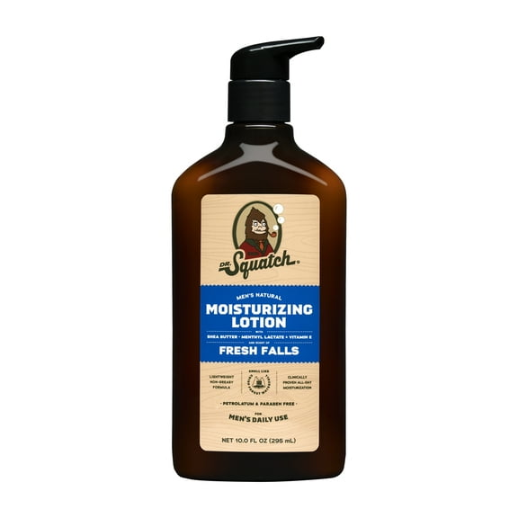Dr. Squatch Fresh Falls Natural Moisturizer Hand Lotion & Body Lotion for Men, 10 fl oz