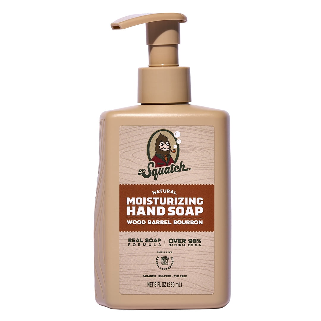 Dr. Squatch Liquid Hand Soap, Natural Moisturizing Hand Wash, Wood Barrel Bourbon, 8 fl oz