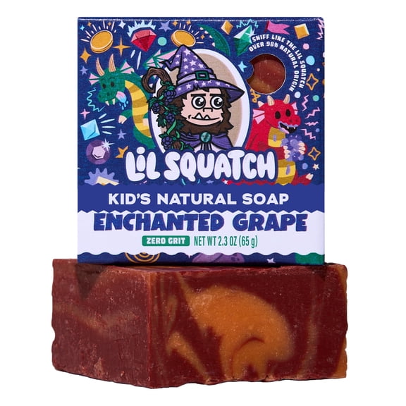 Dr. Squatch Lil Squatch Kids 2.3 oz Bar Soap, Enchanted Grape, Dermatologist-Tested
