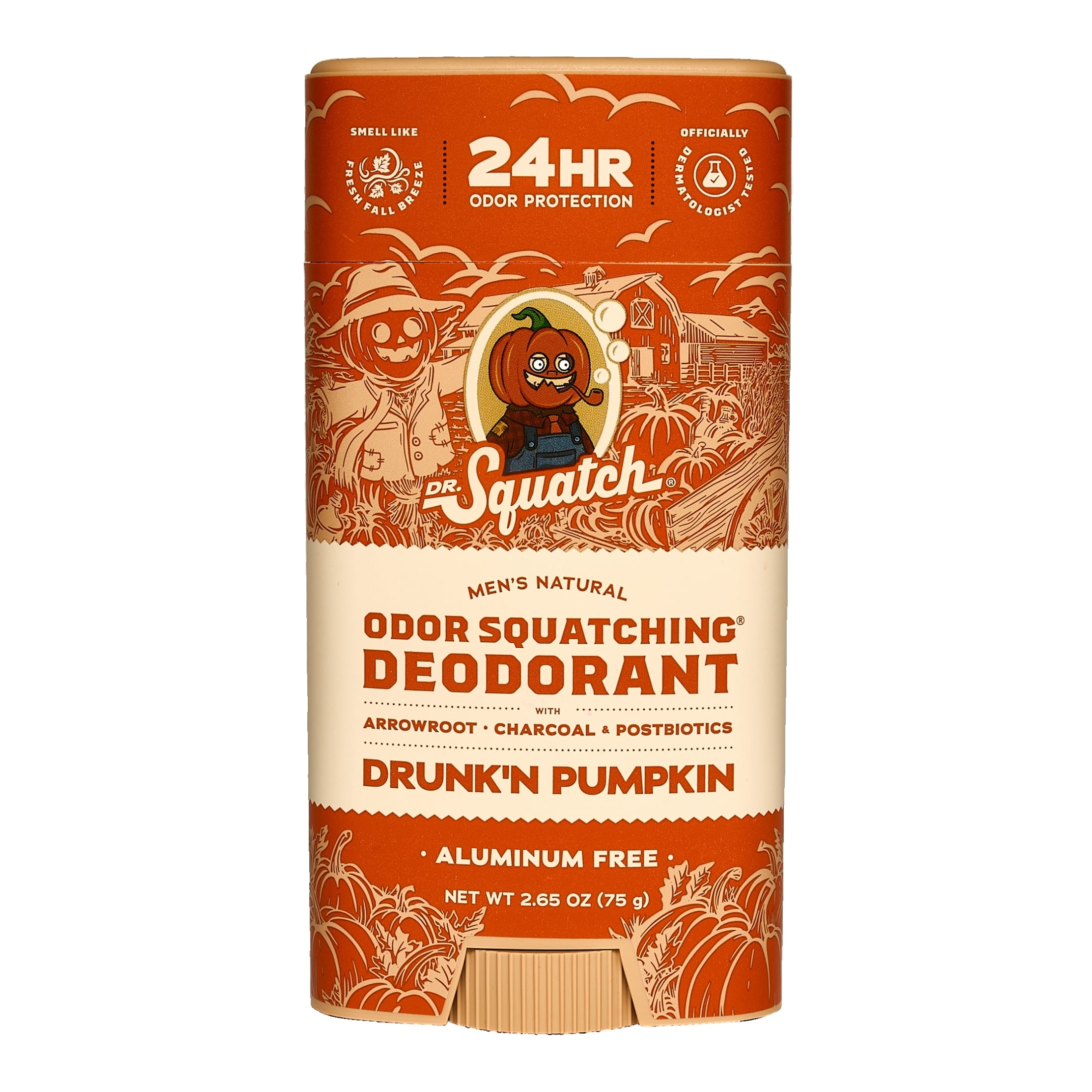 Dr. Squatch Limited Edition Aluminum Free Natural Deodorant Stick for Men, Drunk'n Pumpkin, 2.65 oz