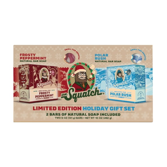 Dr. Squatch Limited Edition Holiday Gift Set, Frosty Peppermint and Polar Rush, 10 oz, 2-Pack