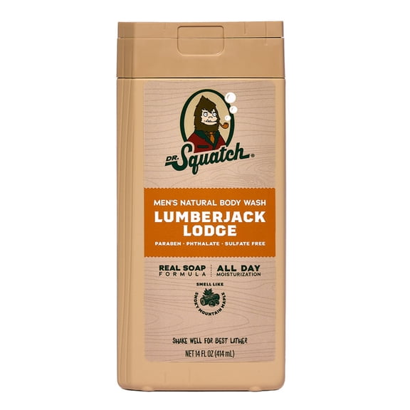 Dr. Squatch Mens Natural Body Wash, Sulfate Free Moisturizing Body Wash for men, Lumberjack Lodge, 14 fl Oz