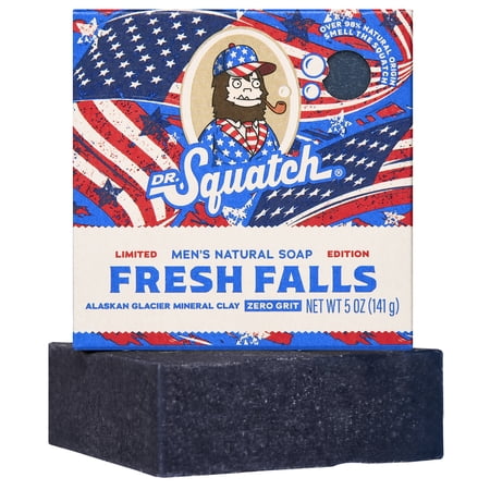 Dr. Squatch Mens Bar Soap, Natural Bar Soap for Men, Fresh Falls Americana, 5 Oz
