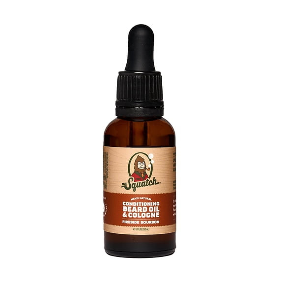 Dr. Squatch Conditioning Beard Oil & Cologne for Men - No Harmful Ingredients - Nourish & Moisturize - Long Lasting Scent - Fireside Bourbon (1 fl oz)