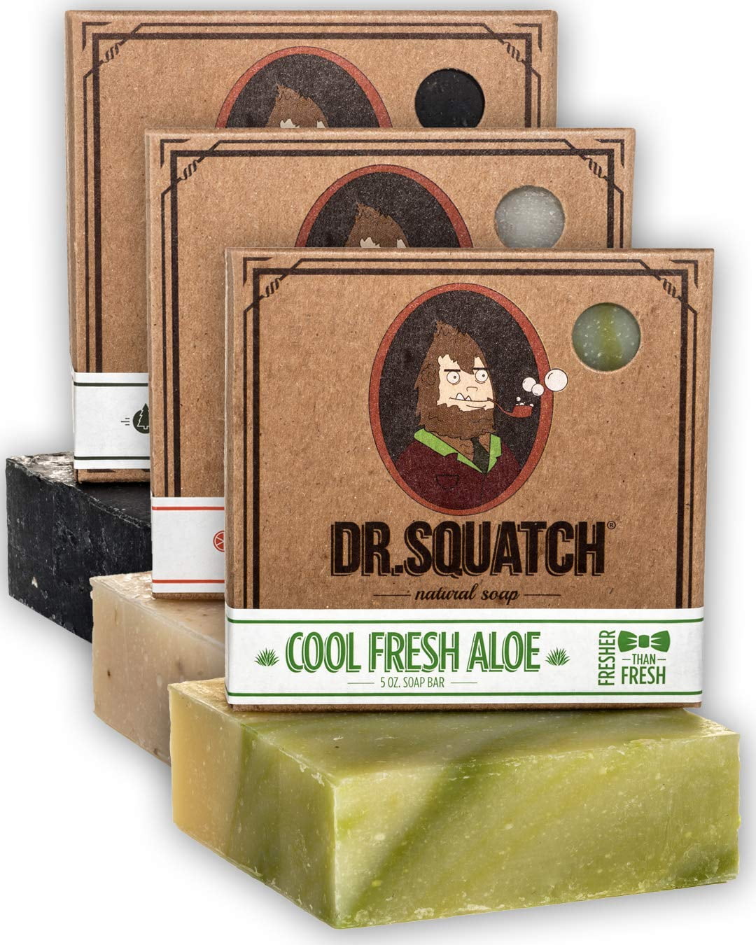 Dr. Squatch Men's Soap Sampler Pack (3 Bars) – Pine Tar, Cedar