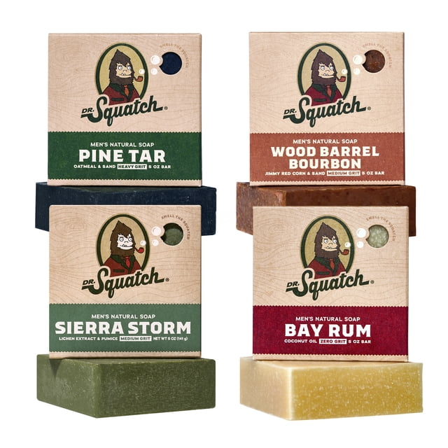 Dr. Squatch Mens Bar Soap Set, Natural Bar Soap for Men, Pine Tar ...