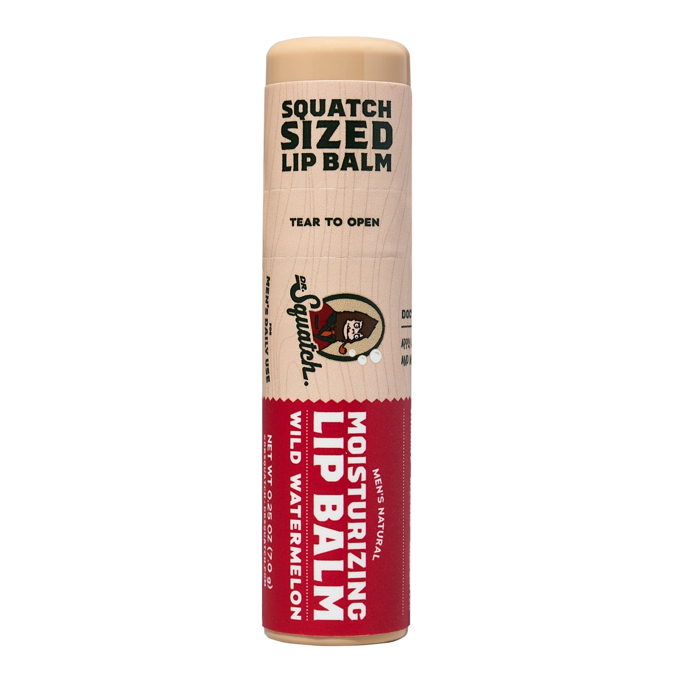 Dr. Squatch Wild Watermelon Moisturizing Natural Lip Balm for Men, 0.25 oz