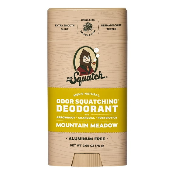 Dr. Squatch Mountain Meadow Aluminum Free Natural Deodorant Stick for Men, 2.65 oz