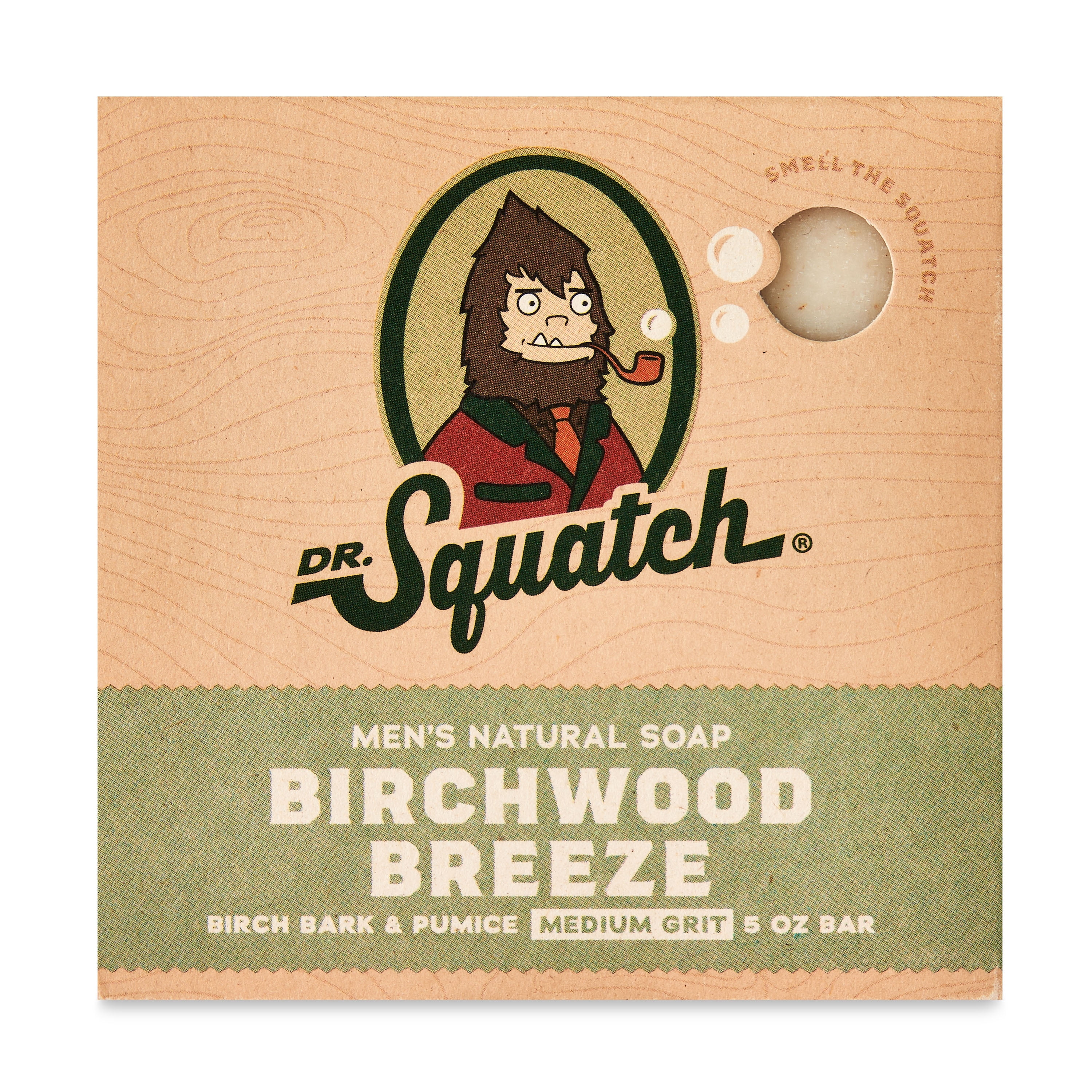Dr. Squatch Birchwood Breeze Soap w/Soap Saver Pouch - 5oz Free Shipping  863765000001