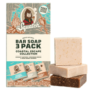 Dr. Squatch Mens Soap, Natural Bar Soap for Men, Cold Process, Gifts for Men, Coconut Castaway, Wood Barrel Bourbon, Birchwood Breeze, 5 oz, 3-Pack