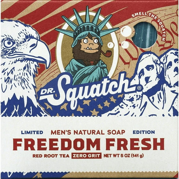 Dr. Squatch Natural Bar Soap for Men, Freedom Fresh, 5 oz