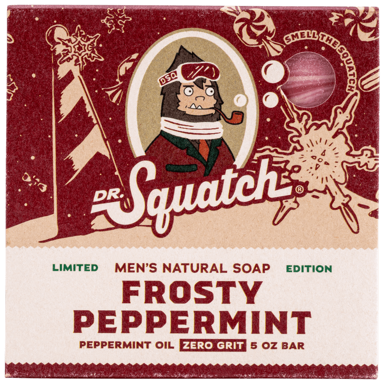 DR SQUATCH FROSTY PEPPERMINT BAR SOAP REVIEW - MINTY FRESH SOAP FOR MEN 