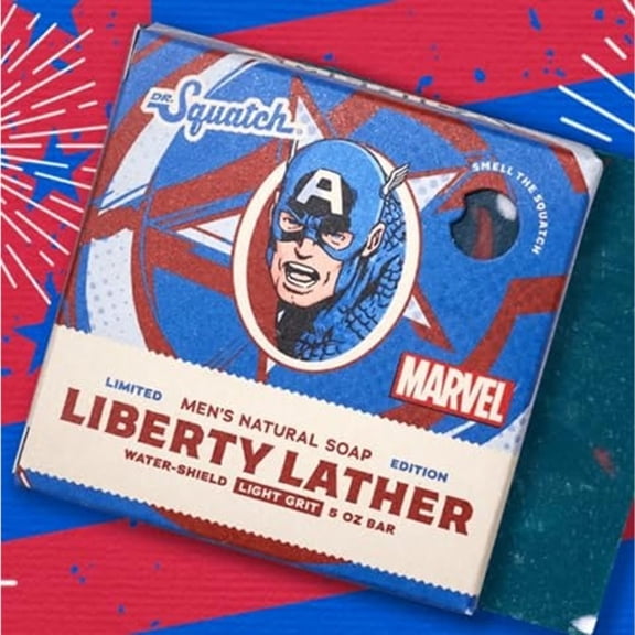 Dr. Squatch Natural Bar Soap Liberty Lather (Captain America) for Men, 5 oz