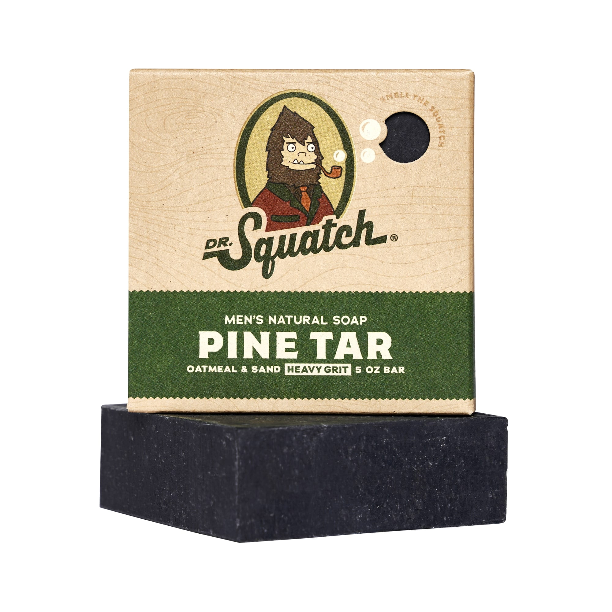 Dr. Squatch Pine Tar Natural Bar Soap for Men Heavy Grit Body Soap Gifts for Men, 5 Oz
