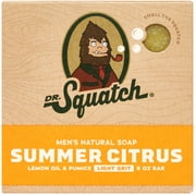 Dr. Squatch Summer Citrus Natural Bar Soap for Men Light Grit Body Soap Gifts for Men, 5 Oz