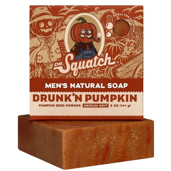 Dr. Squatch Natural Men’s Bar Soap - Cold Process Body Soap Bar - Gifts for Men - Drunkin' Pumpkin (5oz)
