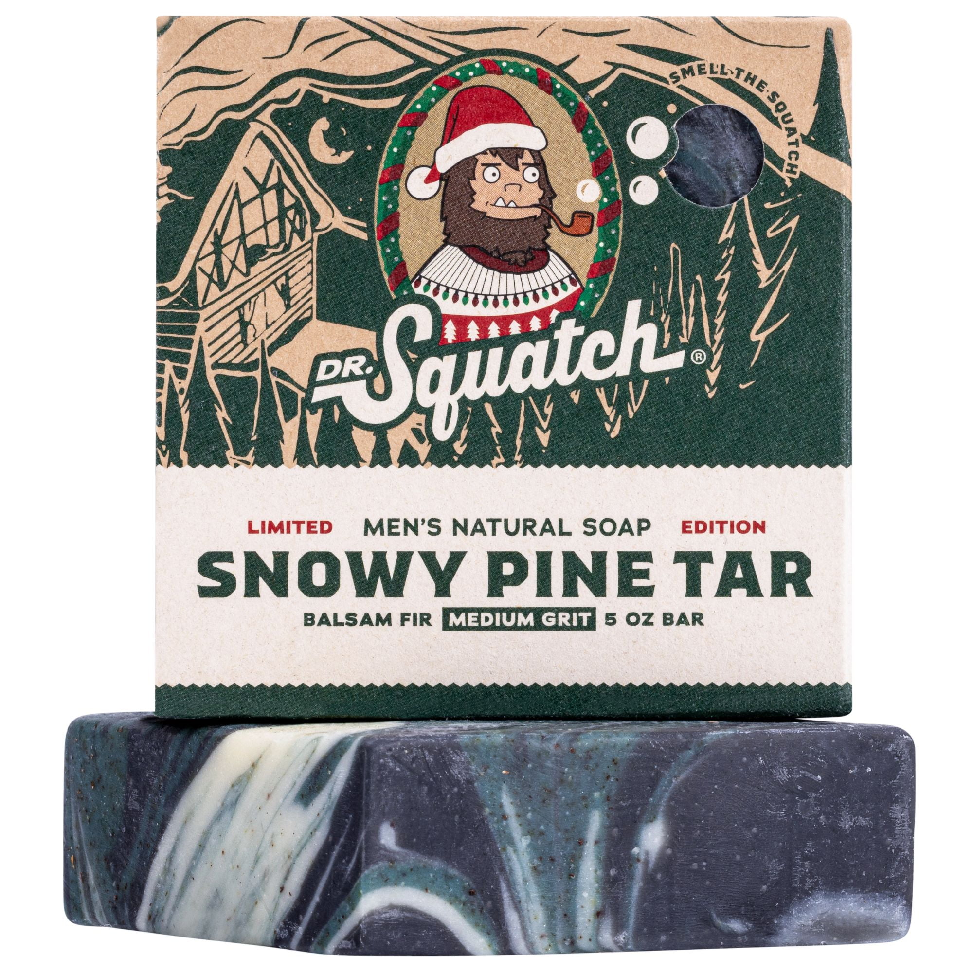 Dr. Squatch Natural Bar Soap for All Skin Types, Snowy Pine Tar, 5 oz