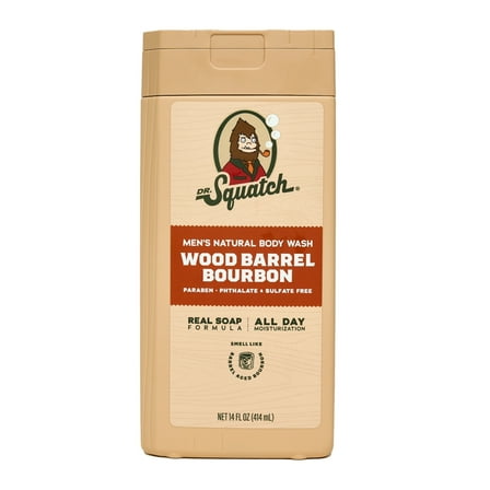 Dr. Squatch Wood Barrel Bourbon Natural Body Wash for Men, 14 fl oz