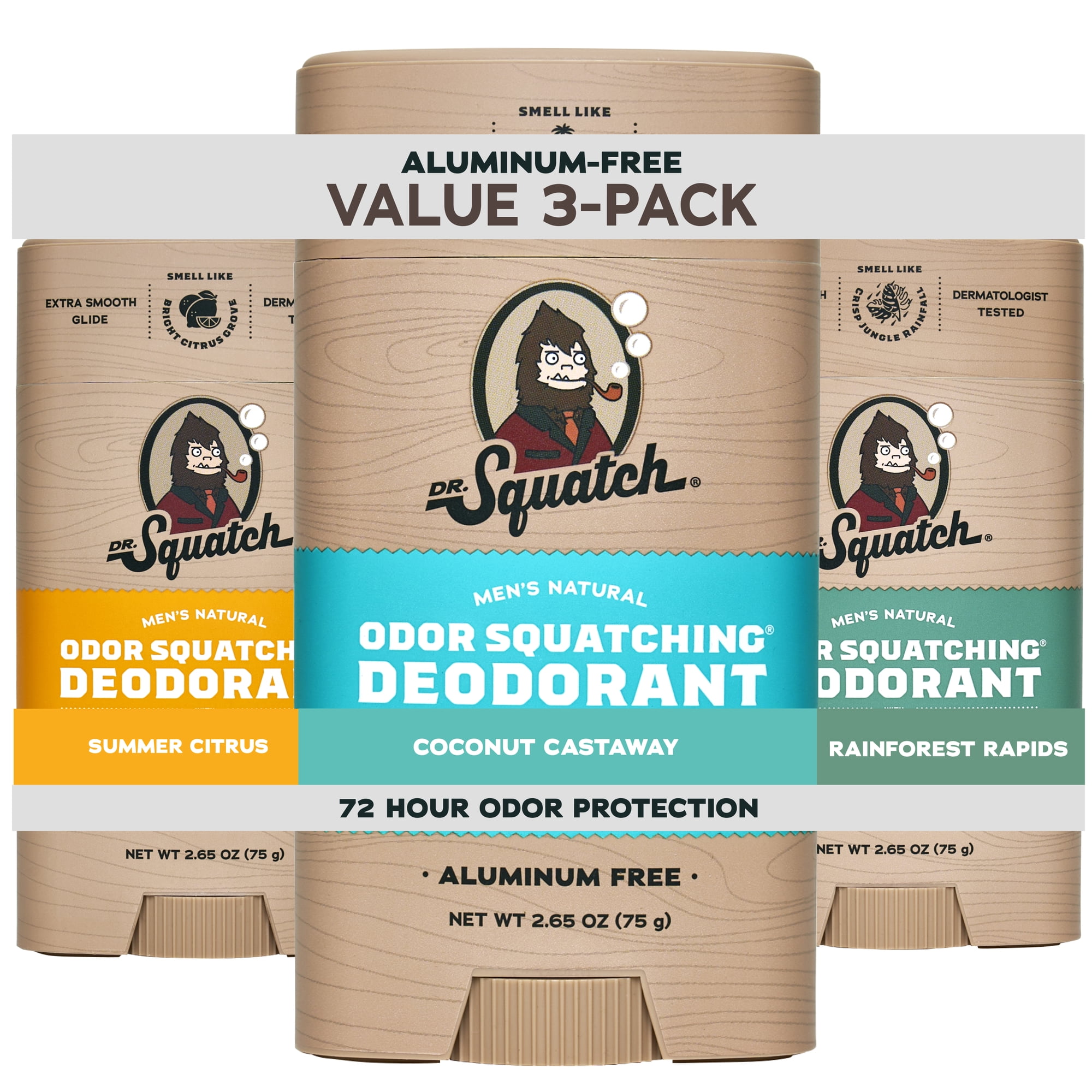 Dr. Squatch Mens Aluminum Free Deodorant Set, Natural Deodorant