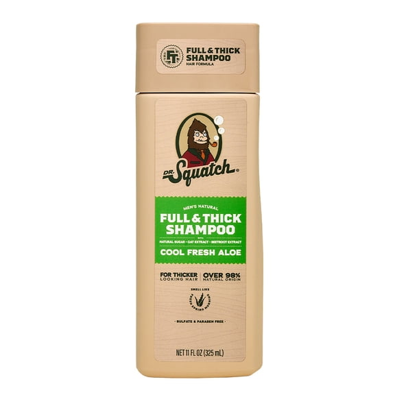 Dr. Squatch Full + Thick Men's Shampoo - For Thicker-Looking Hair - Cool Fresh Aloe (11 fl oz)
