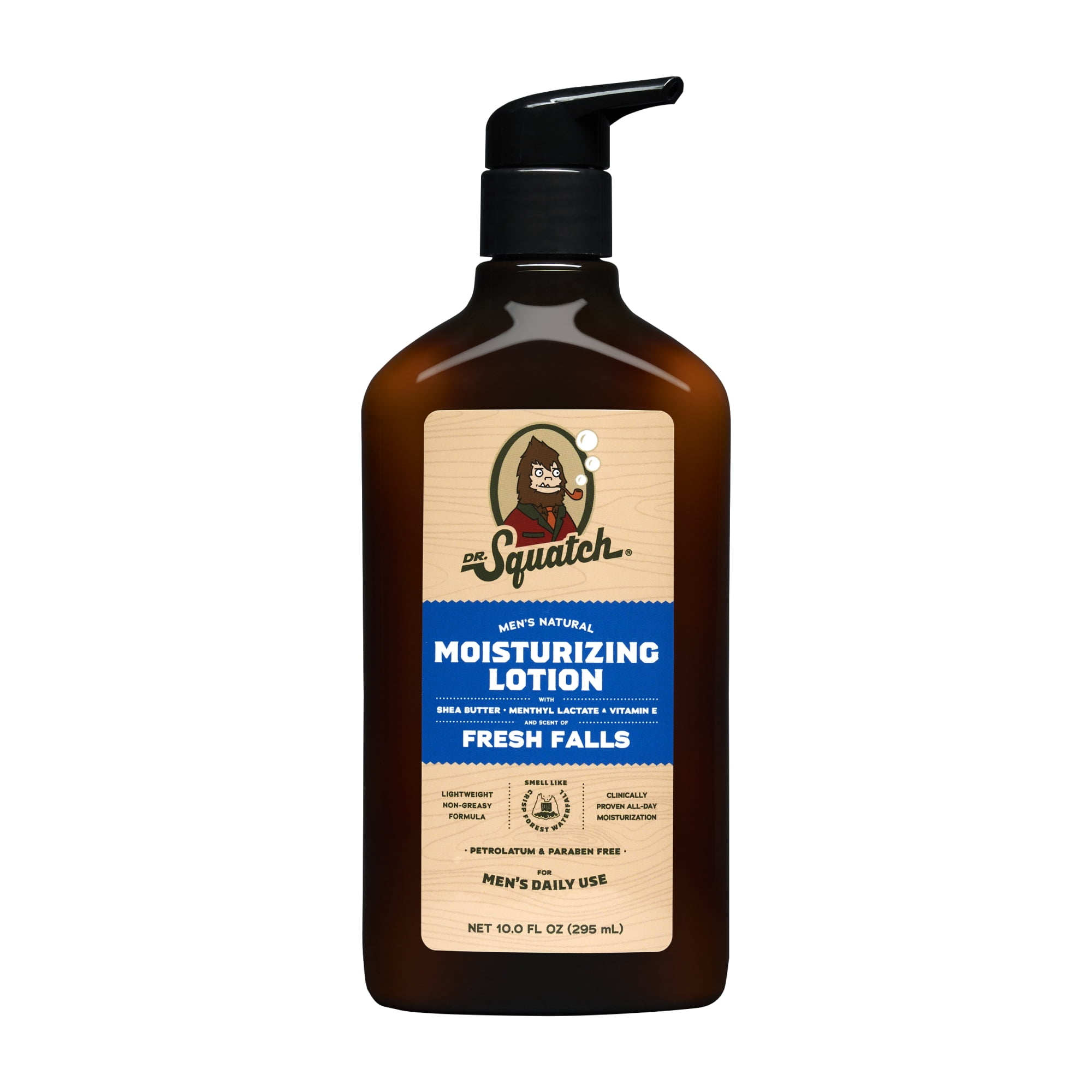 Dr. Squatch Fresh Falls Natural Moisturizer Hand Lotion & Body Lotion for Men, 10 fl Oz