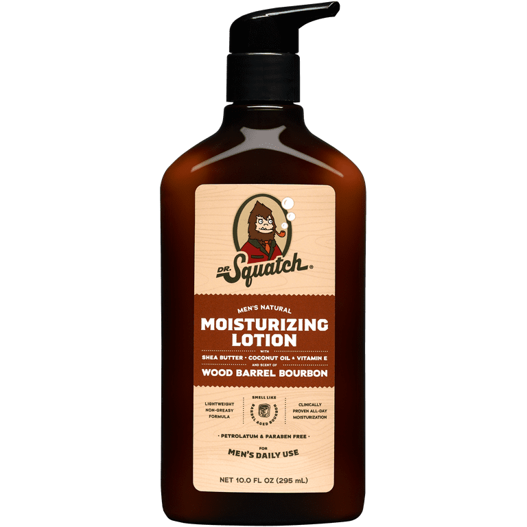 Dr. Squatch Natural Hand & Body Lotion for All Skin Types, Wood Barrel  Bourbon, 10 fl oz 