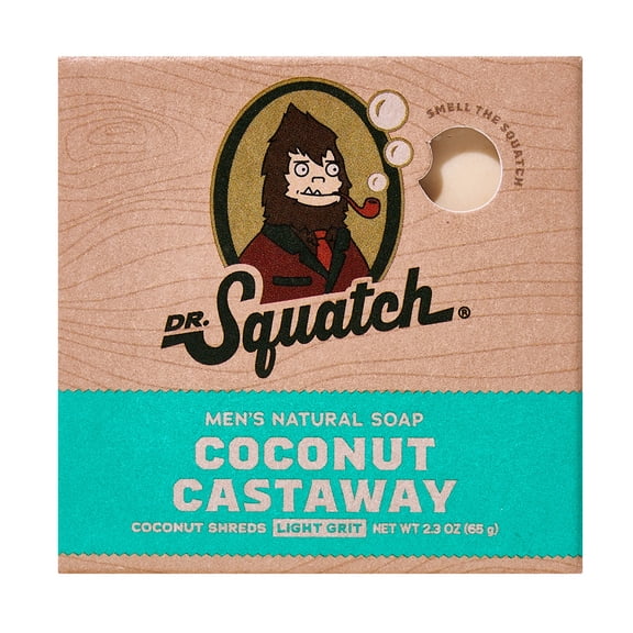 Dr. Squatch Men's Mini Bar Soap, Travel Size Natural Bar Soap for Men, Coconut Castaway, 2.3 oz