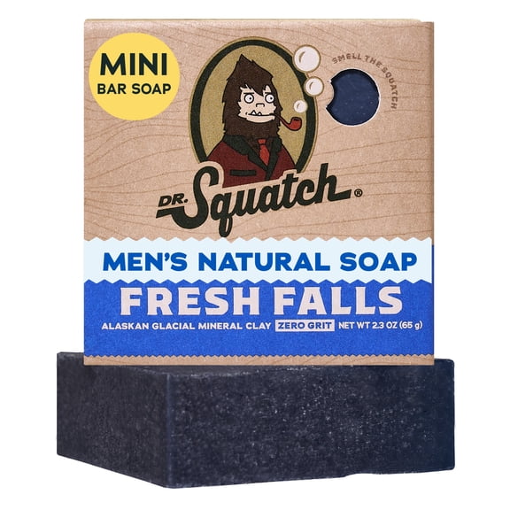 Dr. Squatch Men's Mini Bar Soap, Travel Size Natural BarSoap for Men, Fresh Falls, 2.3 oz