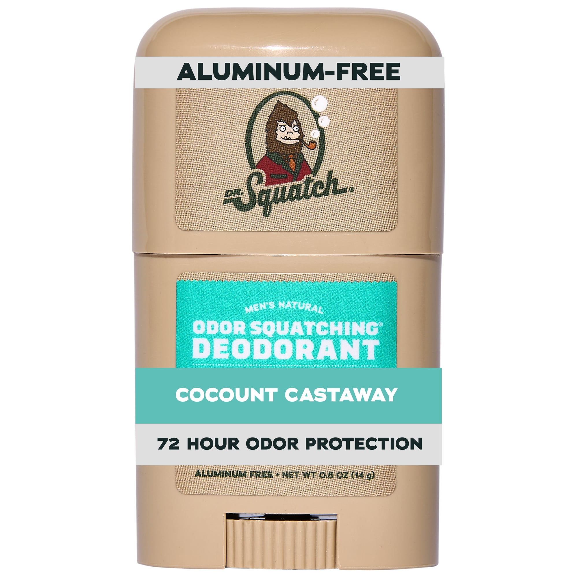 Dr. Squatch Mens Aluminum Free Deodorant, Natural Deodorant for Men Mini, Coconut Castaway, 0.5 oz
