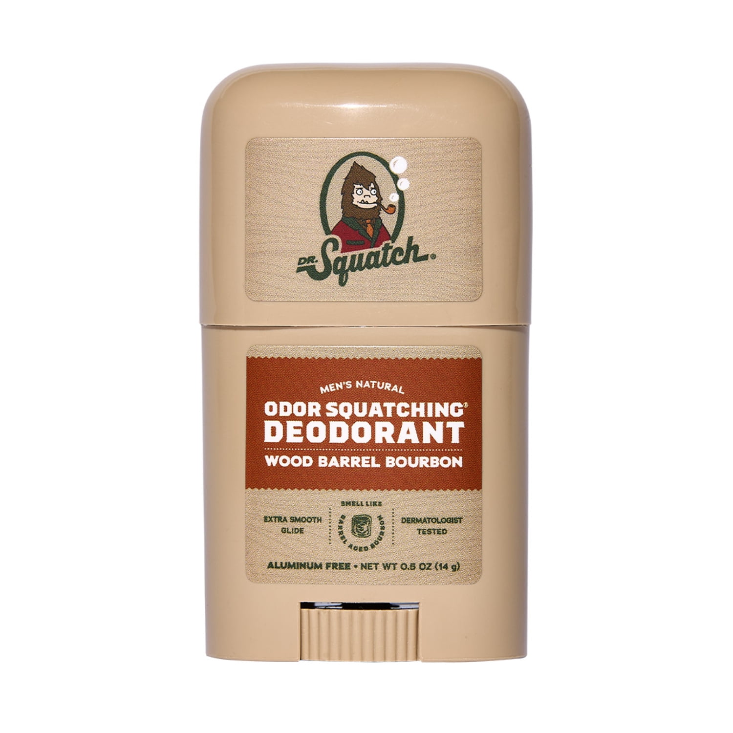 Dr. Squatch Mens Aluminum Free Deodorant, Natural Deodorant for Men Mini, Wood Barrel Bourbon, 2.65 Oz