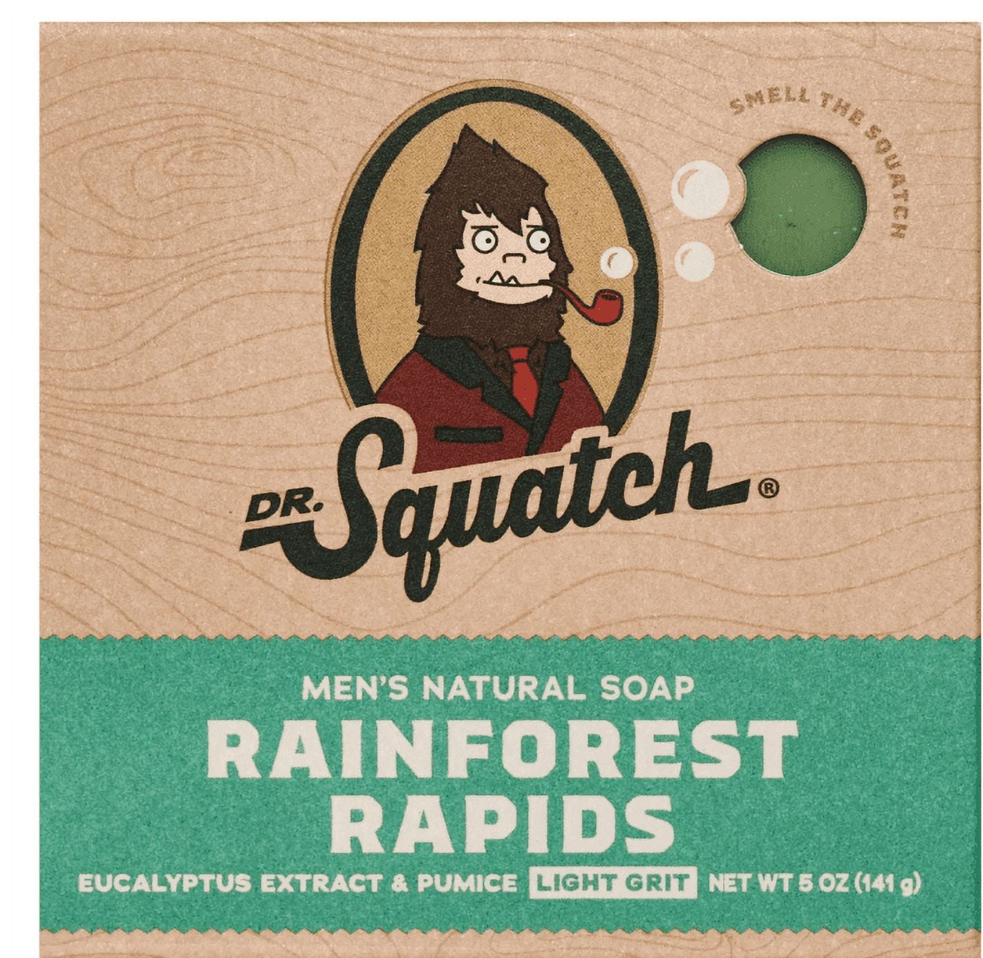 Dr. Squatch Rainforest Rapids Natural Bar Soap for Men Light Grit Body Soap Gifts for Men, 5 Oz