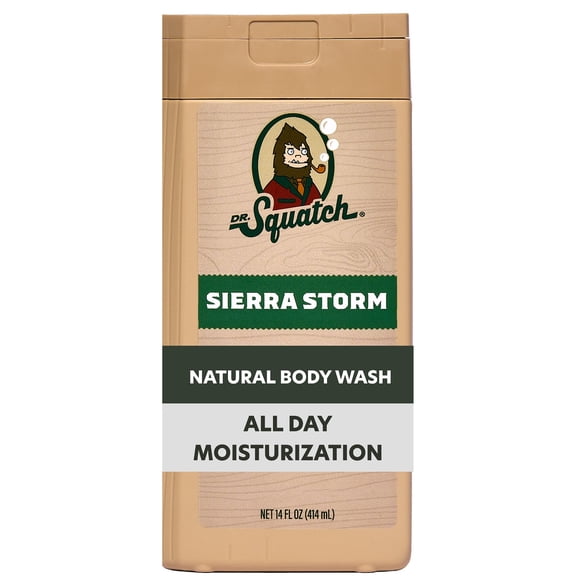 Dr. Squatch Mens Natural Body Wash, Sulfate Free Moisturizing Body Wash for men, Sierra Storm, 14 fl Oz