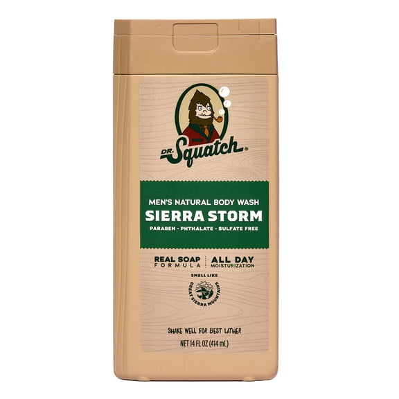 Dr. Squatch Mens Natural Body Wash, Sulfate Free Moisturizing Body Wash for men, Sierra Storm, 14 fl Oz
