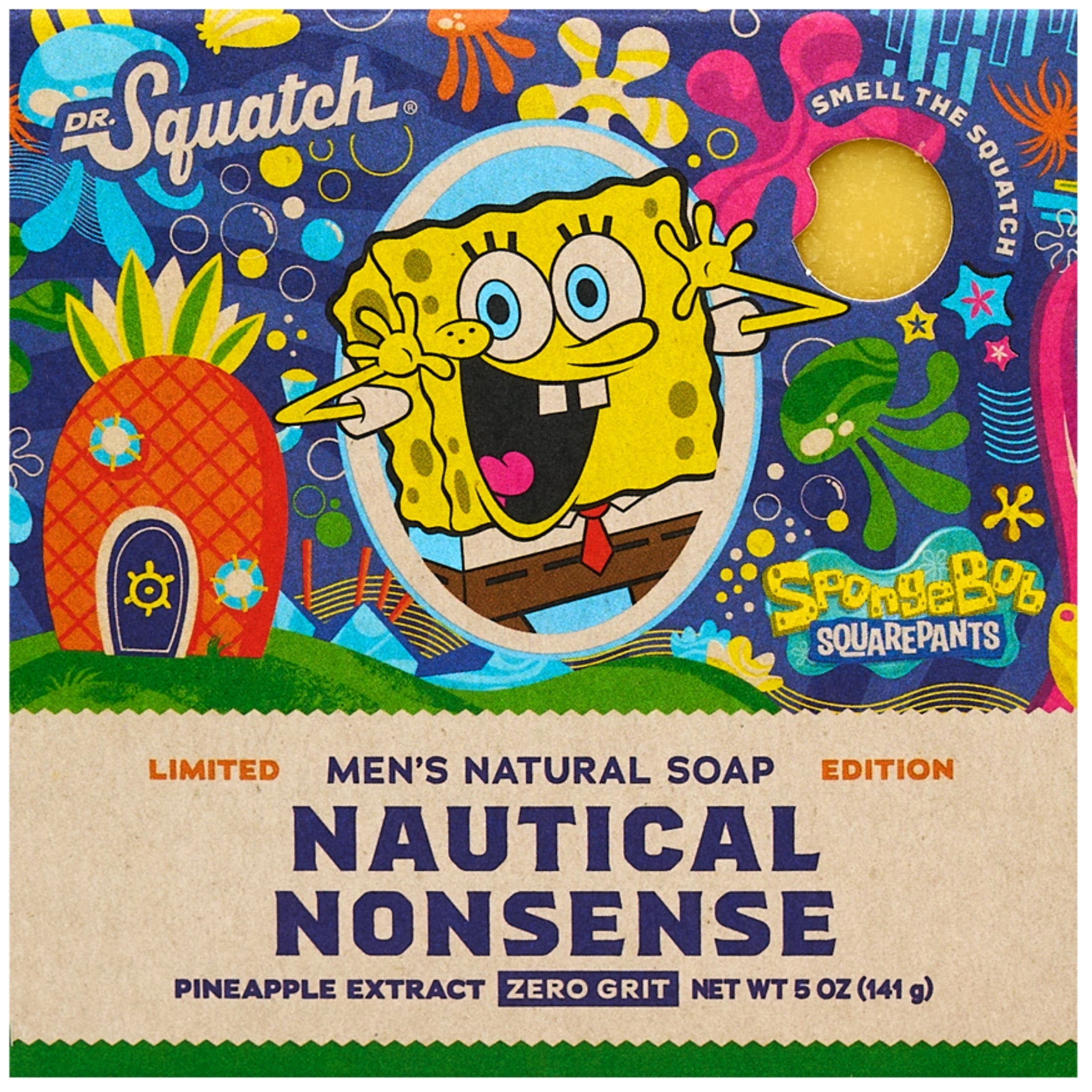 Dr. Squatch SpongeBob SquarePants Limited Edition Natural Bar Soap, Nautical Nonsense, 5 oz