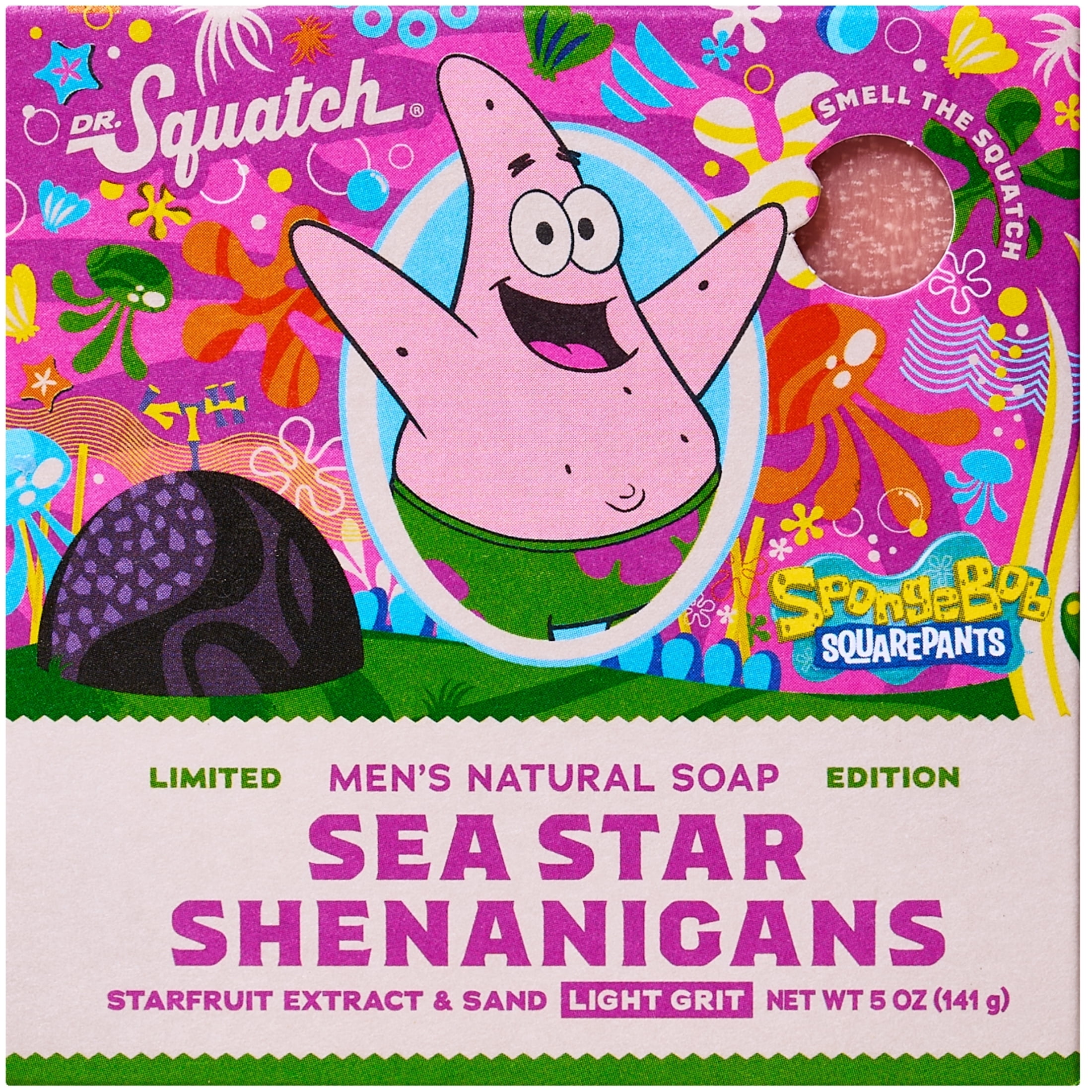 Dr. Squatch SpongeBob SquarePants Limited Edition Natural Bar Soap, Sea Star Shenanigans, 5 oz