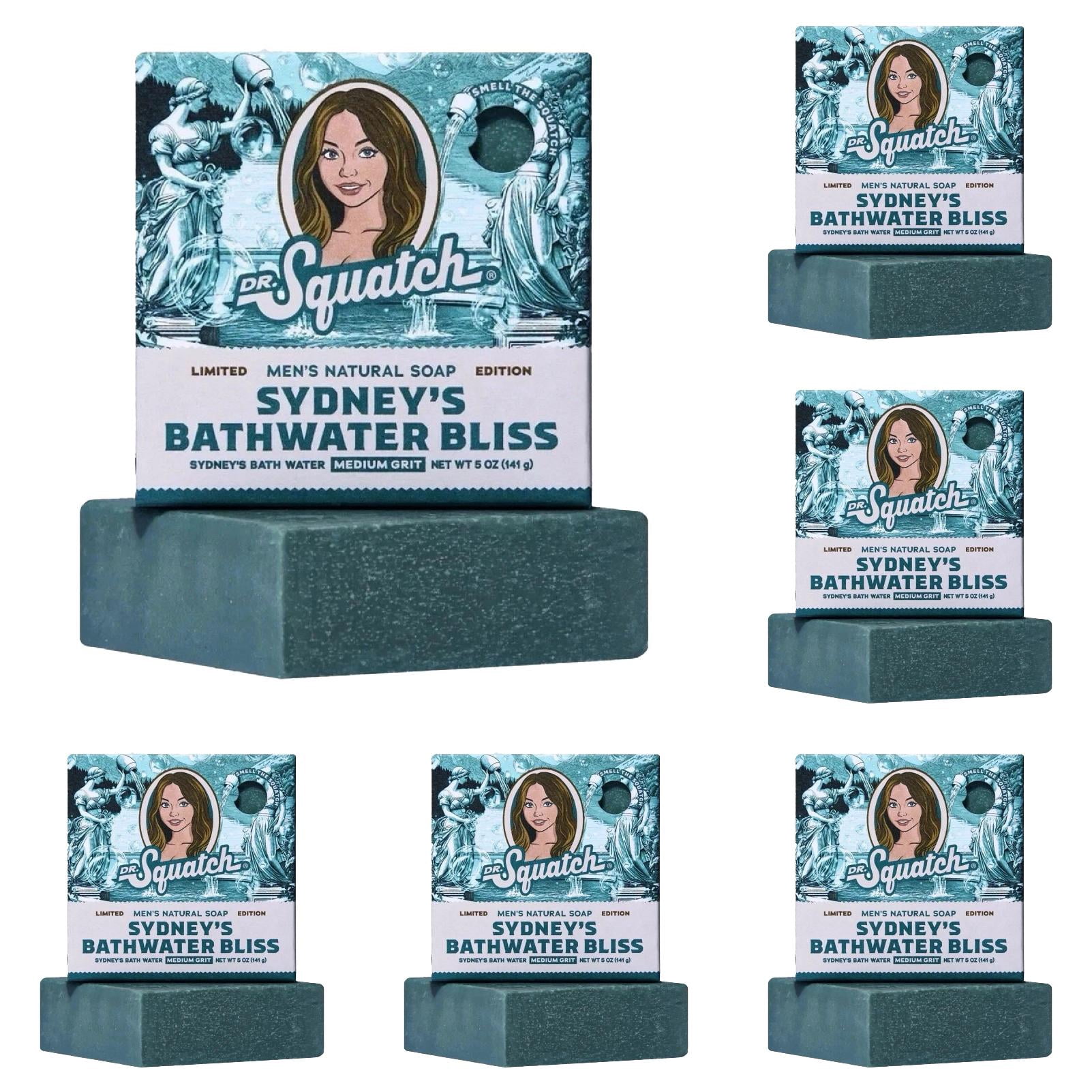 Dr.Squatch Sydney Sweeney Bathwater Bliss Bar Soap – Limited Edition Natural Soap with Real Water, Collector’s Squatch Scented Bar, 6.6oz,5PC