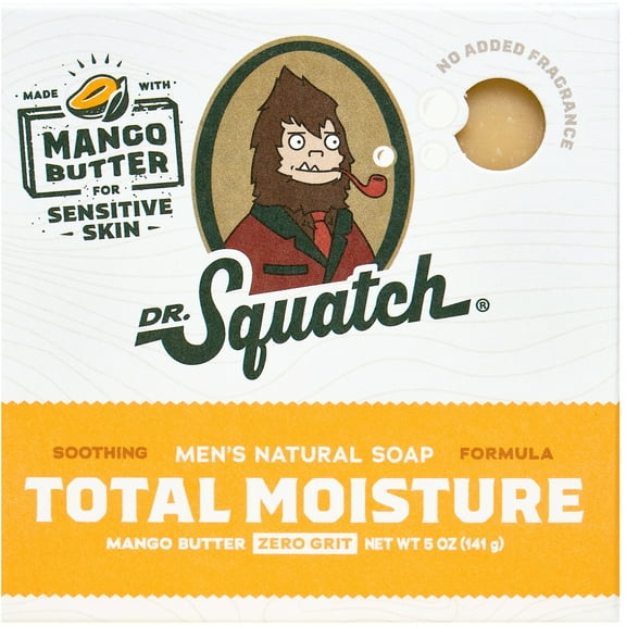 Dr. Squatch Mango Butter Total Moisture Natural Bar Soap for Men, 5 oz
